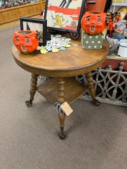 Antique Oak Claw Feet Side Table