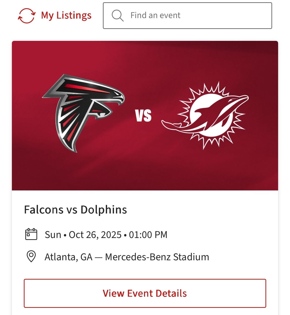 Falcons Dolphins 2 Lower Level Seats 