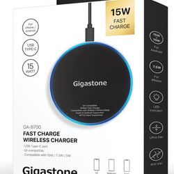 Gigastone 15W Fast Wireless Charger Qi-Compatible Apple iPhone Samsung