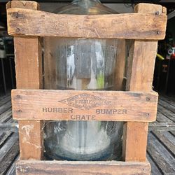 Antique Water Bottle With Wooden Crate
