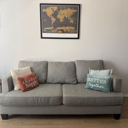 Grey Sofa + Ottoman 