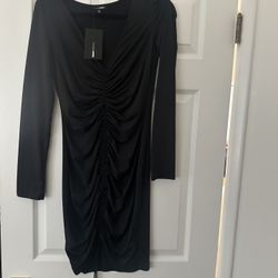 New Fashionnova Black Long Sleeve Dress With Ruching