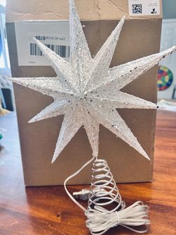 White glittery tree topper