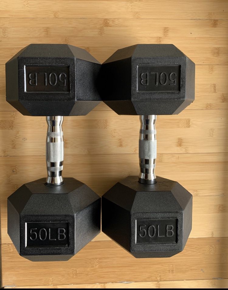 Brand New Rubber Coated 50lb Dumbbells (100lbs)
