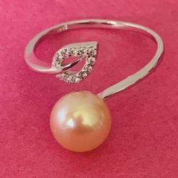 Sterling Silver Pearl Adjustable Ring