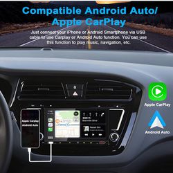 Double Din Car Stereo with Voice Control Carplay& Android Auto,7 Inch Capacitive HD Touchscreen Bluetooth5.0，Mirror Link，Subwoofer，Waterproof Backup C