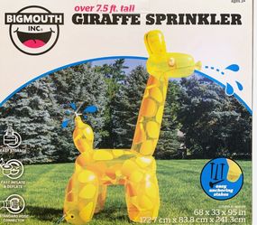BigMouth Giant Inflatable Animal Sprinkler – Cow or Giraffe Backyard Water Toy