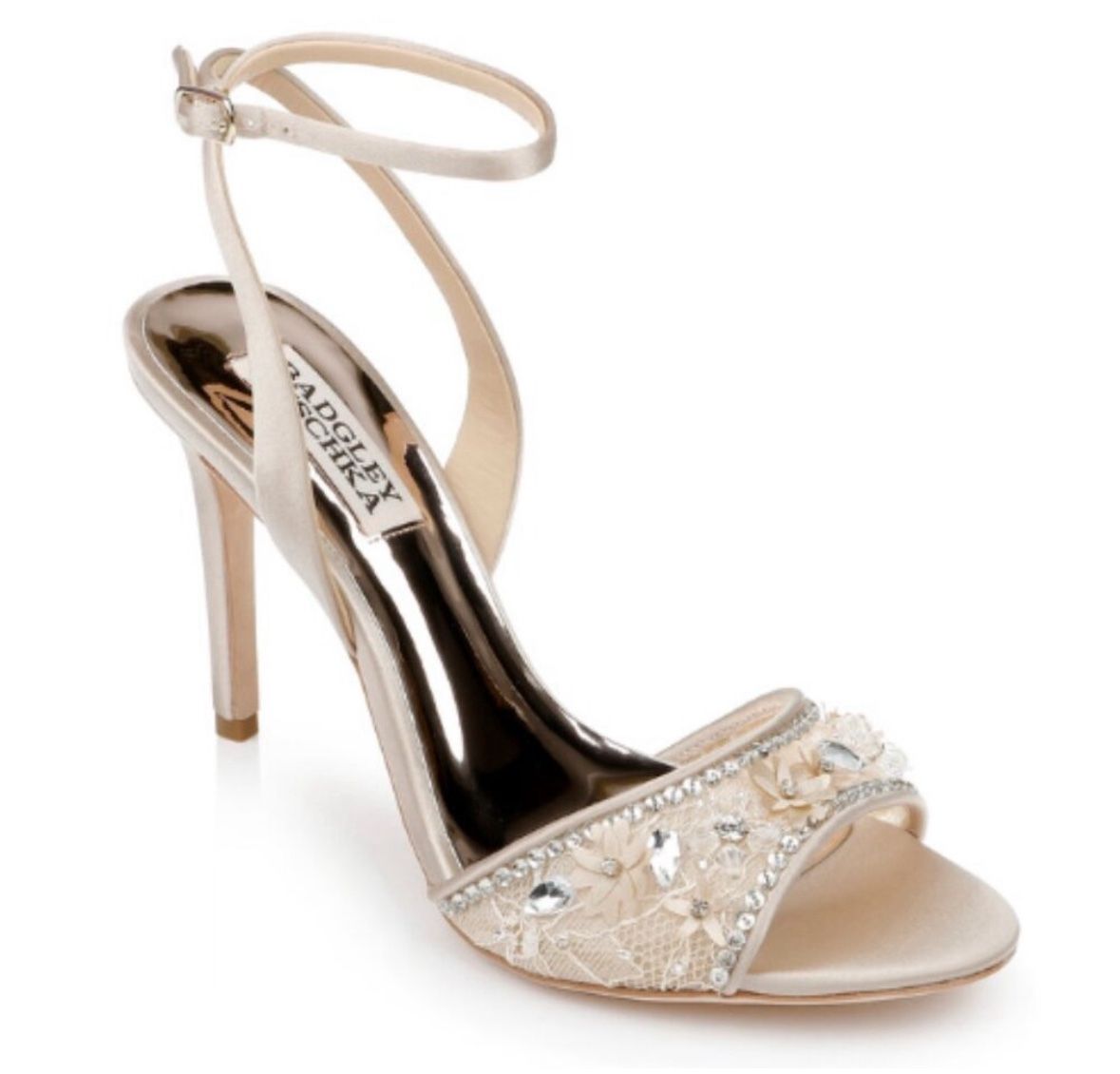 BADGLEY MISCHKA Tazana Mesh Flower Soft Pearl Nude Size 6 M