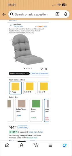 Outdoor seat cushion grey