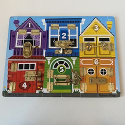 Melissa and Doug Wooden & Metal Latches Puzzle Busy Board | Doors & Locks