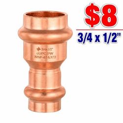Pro Press Copper Reducer Coupling 3/4" x 1/2"