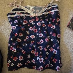 Floral Lace Trim Camisole Top