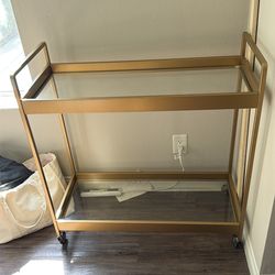 Bar Cart Gold Glass/Metal