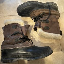 VTG SOREL Bighorn Caribou Canada handcrafted Leather men's winter snow boots sz 10