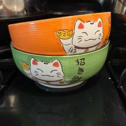 Free Ramen Lucky Cat Bowls Set Of 2 