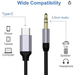 USB C to 3.5mm Audio Aux Jack Cable[4ft], Type C Adapter to 3.5mm Headphone Stereo Cord Car for iPhone 15 Pro Max / 15 Pro / 15 Plus / 15, iPad Pro Sa