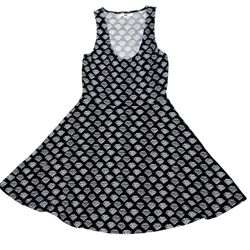 Vans Short Skater Dress Junior Small Side Cut Outs Black White Stretchy Flare 