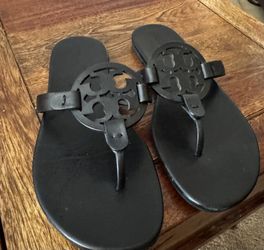 Black Leather Tory Burch Sandals 