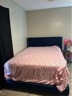 queen size bed frame with mattress, price negotiable