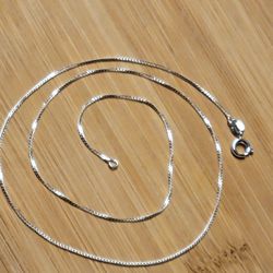18" Italian 925 Sterling Silver BOX Chain Necklace .8mm  