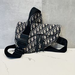 Christian DIOR Saddle Bag, Classic Gray X Blue, Mint Condition With Authenticity Tags 