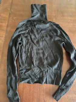 Black Ribbed Turtleneck Long Sleeve Top