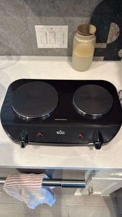 Rival Double Burner Electric Hot Plate – Black