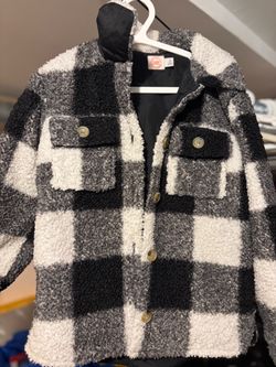 Black & White Buffalo Plaid Sherpa Shacket