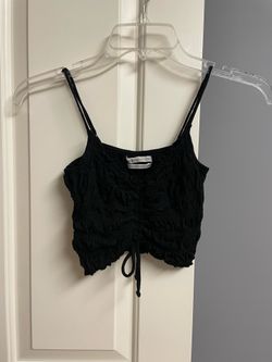 Urban Outfitters, Black Ruched Crop Top, Women, XS