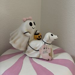 CUTE GHOST GIRL WALKING DOG