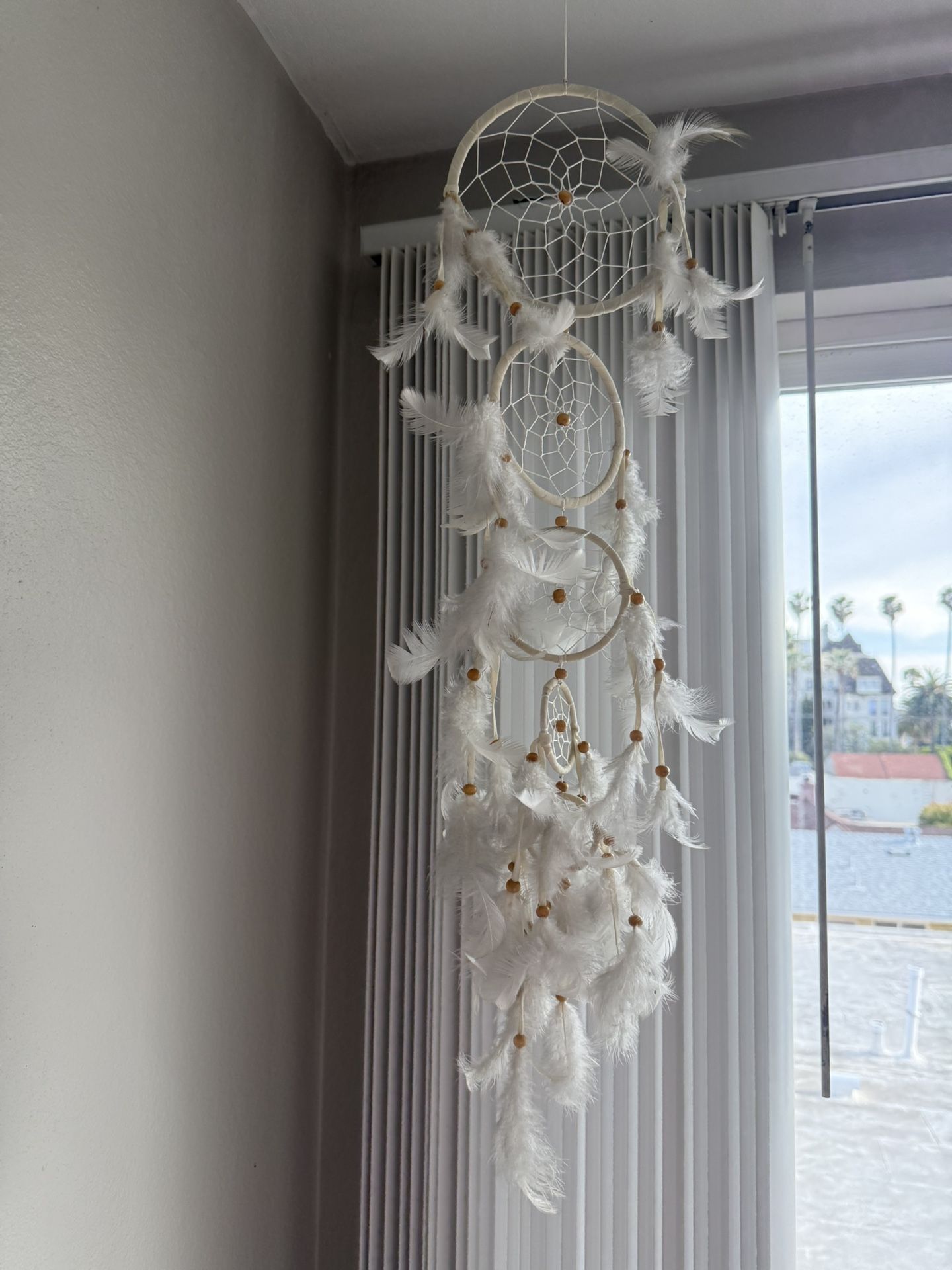 Handcrafted White Dreamcatcher – Boho Wall Hanging