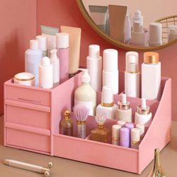 1pc Drawer Organizer Box For Files, Stationeries, Makeups, Lipsticks, Brushes, Lotions, Eye Shadows, Nail Polishes And Jewelries, For Desk, Bathroom, 