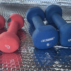Pair 5lbs Dumbbells And Pair 3lbs Dumbbells 