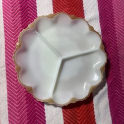 1938 anchor hocking milk glass relish/trinket tray 