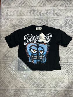 Bkys black & blue cropped shirt