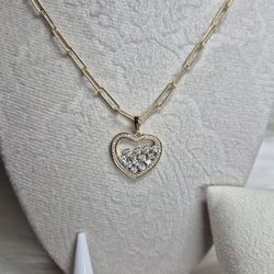 Beautiful Heart Pendant And Necklace High Quality Jewelry Hypoallergenic Waterproof Non Tarnish Excellent Quality Jewelry 14k Gold Laminated 35$