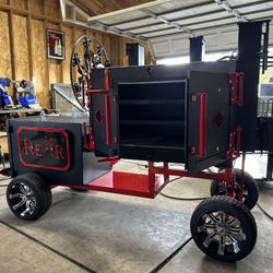 HORIZONTAL SMOKER, FIRE BOX, SMOKER, BBQ, GRILL, BARBECUE, LIVE FIRE