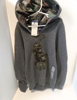 New Polo Ralph Lauren Youth Boys Gray Camo Hoodie Size: M (10-12)