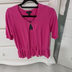 New hot pink short peplum cardigan Size Xl