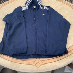 Mens Navy Blue Adidas Thin Hoodie 