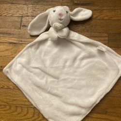 Modern Baby White Bunny Rabbit Snuggle Blankie Security Blanket Lovey 14x14 NEW