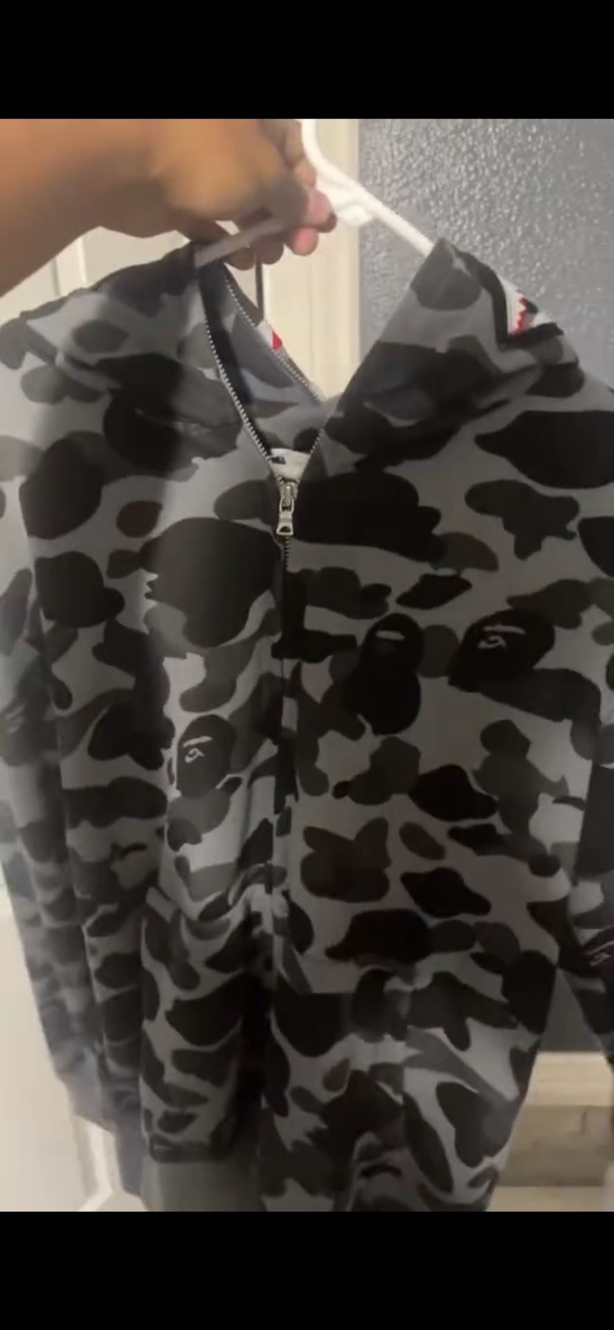 black/grey Bape Hoodie