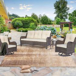 Gorgeous Patio Set With Swivel Rocking Chairs Available In Beige Cushions Light Gray Dark Gray And Brown Cushions Brand New
