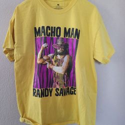 Macho Man Randy Savage T Shirt Wrestling Ohh Yeahhh Yellow-L