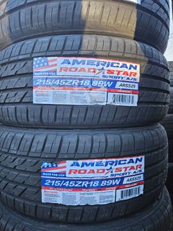 215-45-18 !!! AMERICAN ROADSTAR A/S !!! $300 LAS 4 LLANTAS MONTADAS Y BALANCEO INCLUIDO 👌
