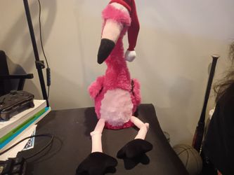 Dan Dee Singing Flamingo Macarena Christmas Animated Pink Santa Hat Plush