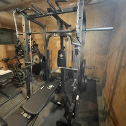Vesta Fitness Smith Machine 1001 w/Bench Attachment | 245lb Cast Iron Olympic Weights | 7ft Olympic Bar | Fitness | Gym Equipment | FREE DELIVERY 🚚 