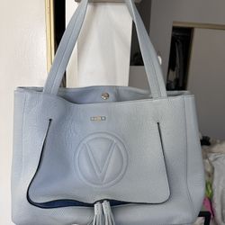 Valentino Powder Blue Ollie Leather Tassel Tote