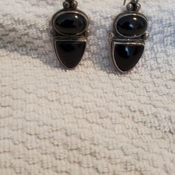 Silver and Onyx Earrings