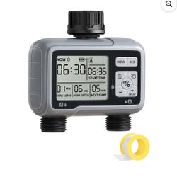 DEWENWILS Water Timer 2 Zone, Programmable Sprinkler Hose Timer, Faucet Timer, Outdoor Irrigation Timer for Garden, Lawn and Control Drip Irrigation